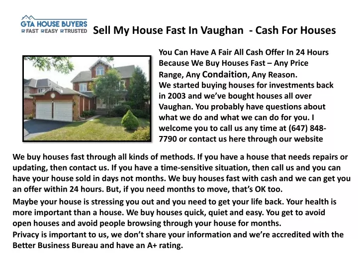 sell my house fast in vaughan cash for houses