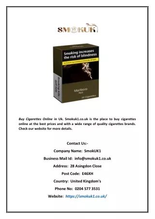 Buy Cigarettes Online | Smokuk1.co.uk