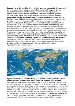 Global Greening Deserts Trillion Trees Initiative Climate Emergency_ Peace Building and Species Rescue