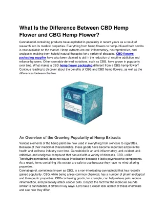 What Is the Difference Between CBD Hemp Flower and CBG Hemp Flower