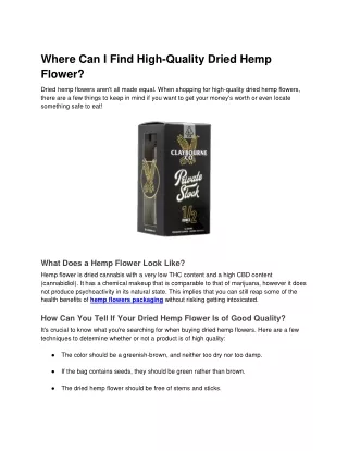 Where Can I Find High-Quality Dried Hemp Flower