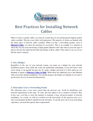 Best Practices for Installing Network Cables