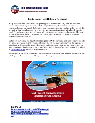 How to choose a reliable freight forwarder