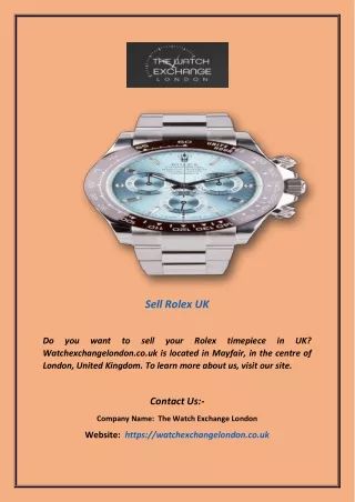 Sell Rolex Uk | Watchexchangelondon.co.uk