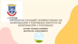 UNIVERSIDAD YACAMBÚ VICERRECTORADO DE INVESTIGACIÓN Y POSTGRADO INSTITUTO DE INVESTIGACIÓN Y POSTGRADO