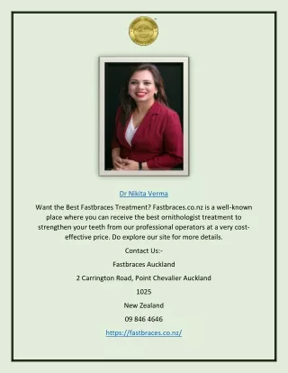Dr Nikita Verma | Fastbraces.co.nz