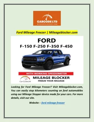Ford Mileage Freezer | Mileageblocker.com