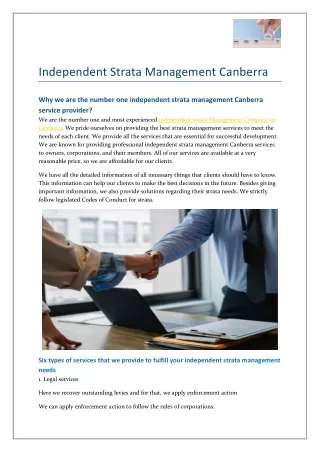independent strata management canberra