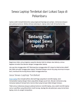 Sewa Laptop Terdekat dari Lokasi Saya di Pekanbaru