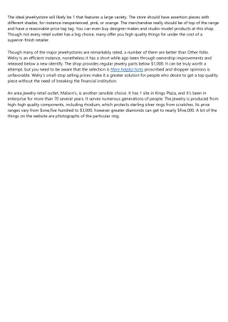 the ideal jewelrystore will likely be 1 that