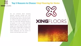 Top 5 Reasons to Choose Vinyl Flooring for Home