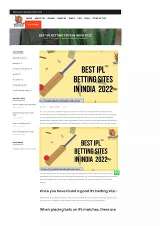 Best IPL Betting Sites in India 2022 | MahakalOnlineBook