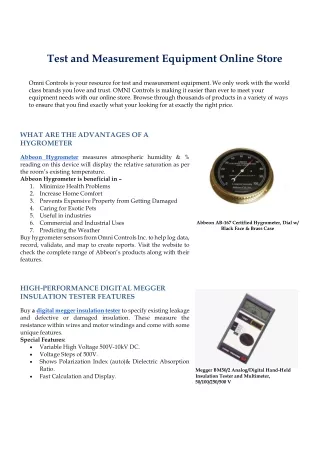 test and measurement equipment online store omni