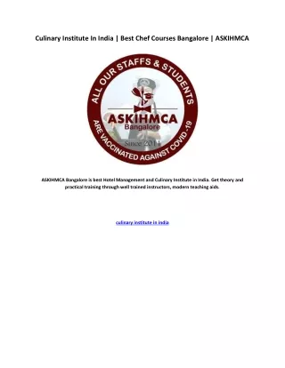 culinary institute in india best chef courses