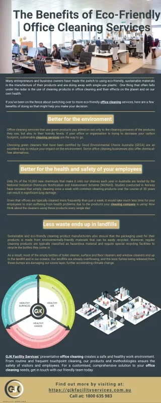 The Benefits of Eco-Friendly Office Cleaning Services