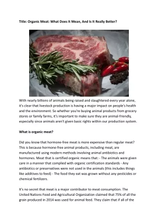 Organic Meat: What Does It Mean, And Is It Really Better?