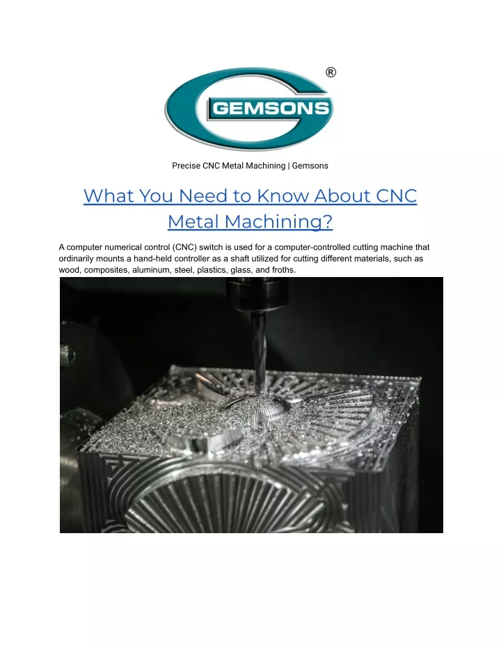 precise cnc metal machining gemsons