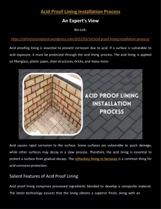 acid proof lining installation process an expert
