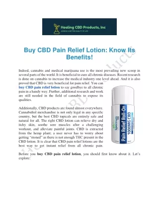 Buy CBD Pain Relief Lotion in Cape Coral | Healing CBD Products