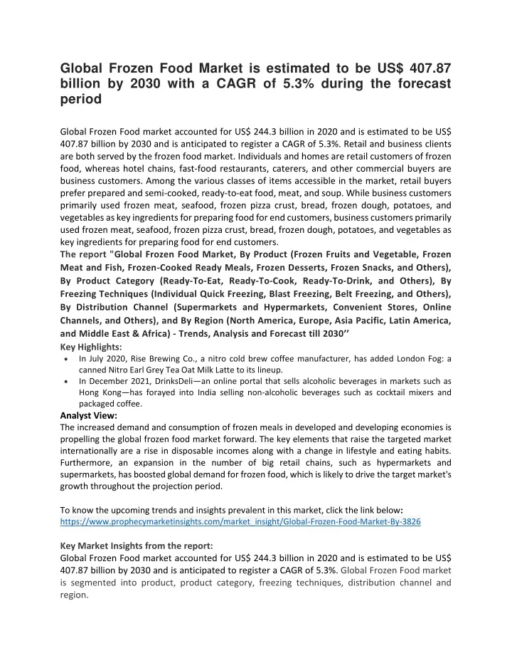 global frozen food market is estimated