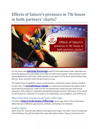 effects of saturn s presence in 7th house in both