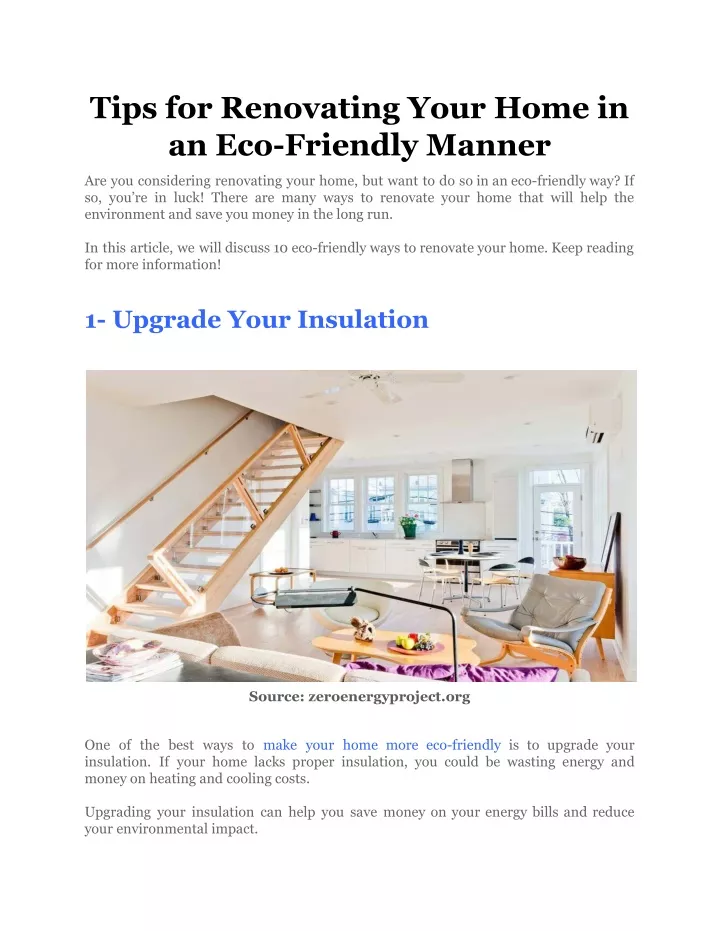 tips for renovating your home in an eco friendly