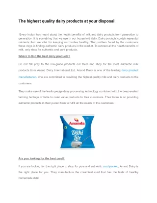 Dairy product manufacturers