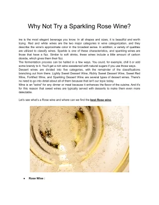 Why Not Try a Sparkling Rose Wine?