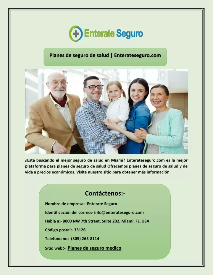 planes de seguro de salud enterateseguro com