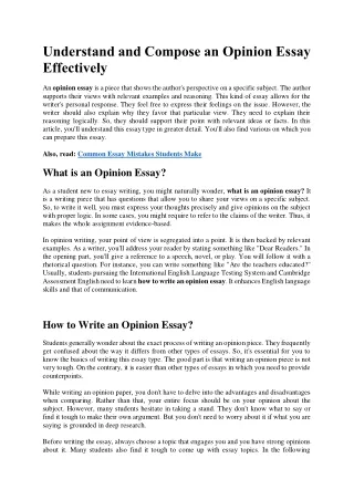 understand and compose an opinion essay