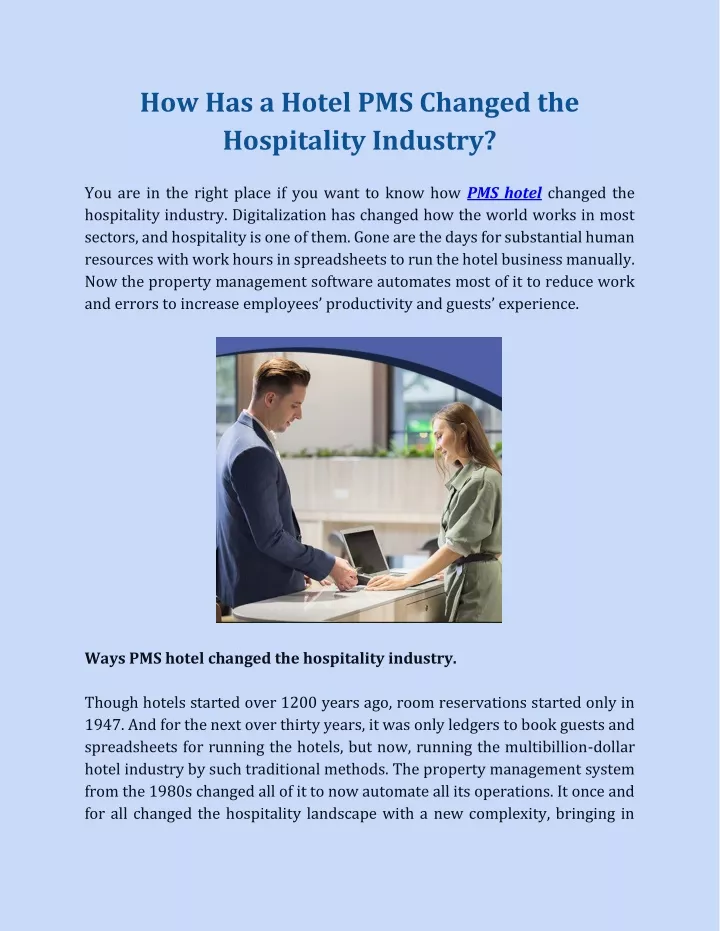 how has a hotel pms changed the hospitality