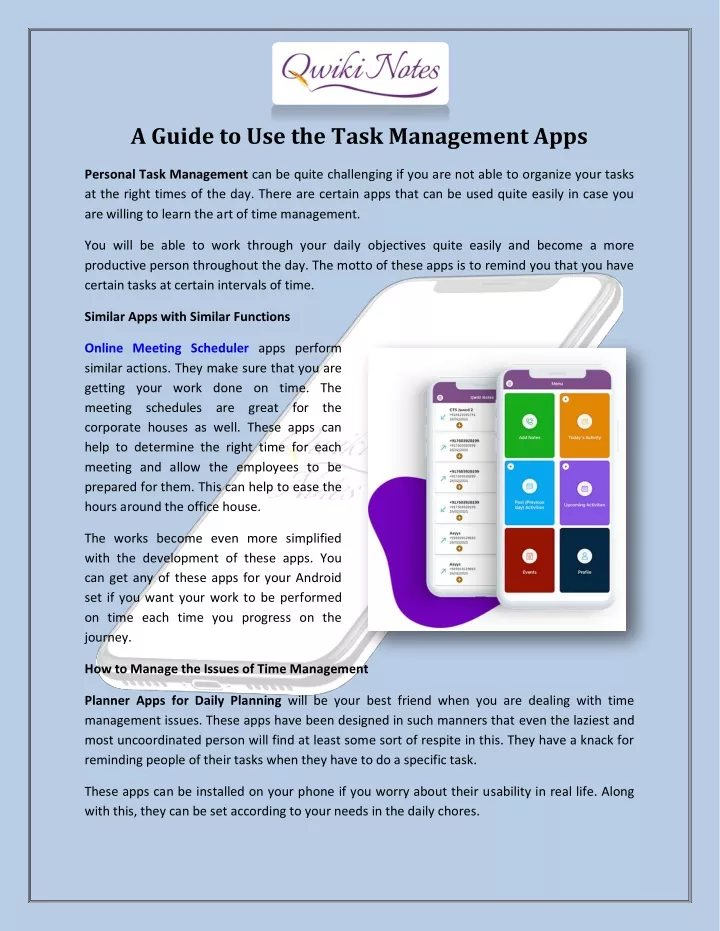 a guide to use the task management apps