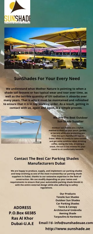 Sunshade Dubai Can Help You Transform an Area