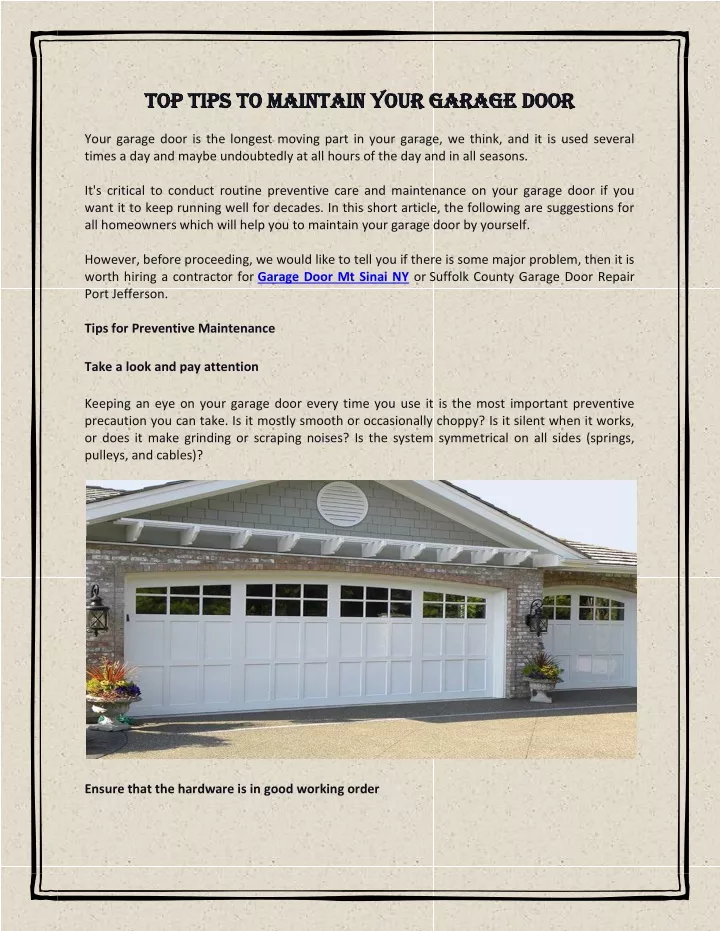 top tips top tips t to maintain your garage door