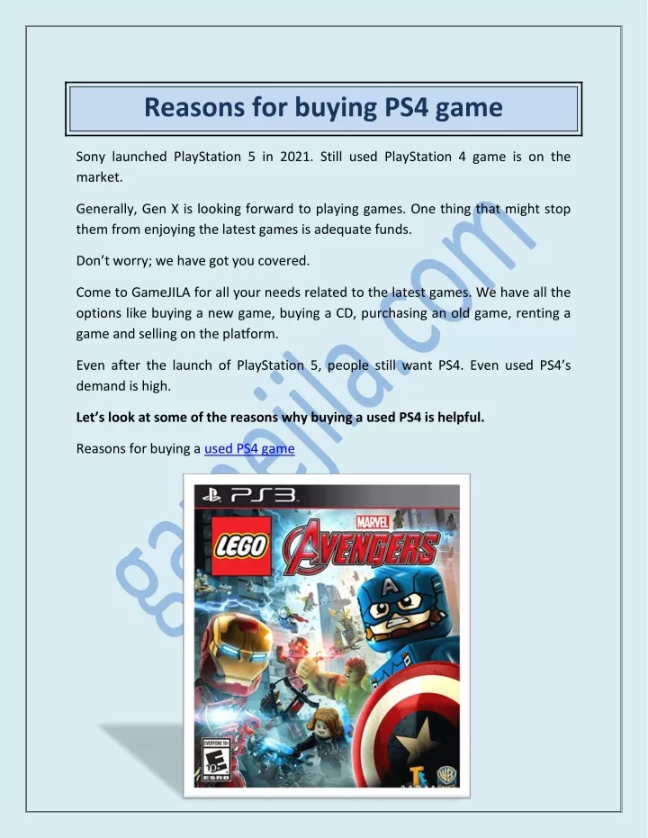 reasons for buying ps4 game