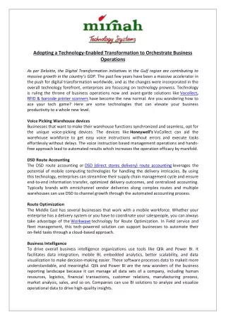adopting a technology enabled transformation