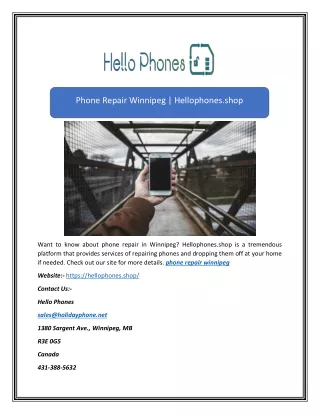 Phone Repair Winnipeg | Hellophones.shop