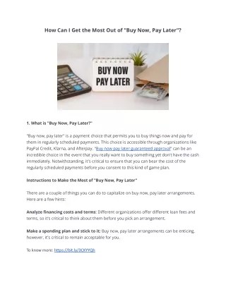 how can i get the most out of buy now pay later