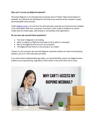 why can t i access my bigpond webmail the brand