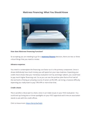 mattress financing what you should know