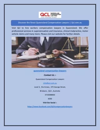 Discover the finest Queensland Compensation Lawyers | Qcl.com.au