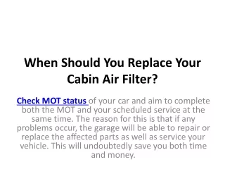 when should you replace your cabin air filter