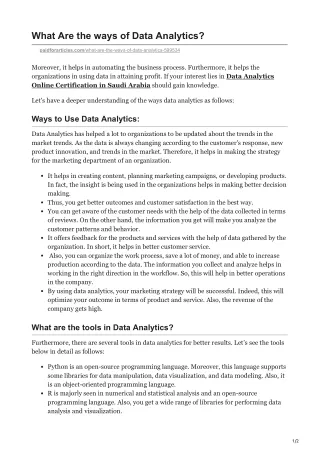 what are the ways of data analytics