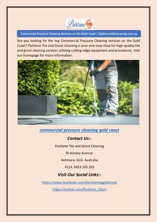 Commercial Pressure Cleaning Services on the Gold Coast | Goldcoasttilecleaning.