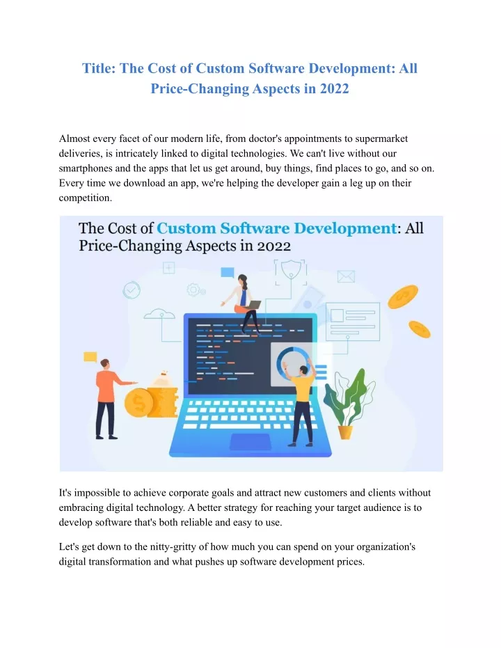 title the cost of custom software development