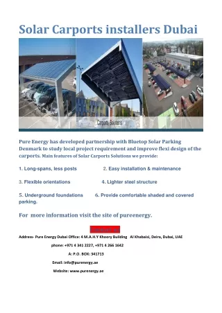 Solar Carports installers Dubai