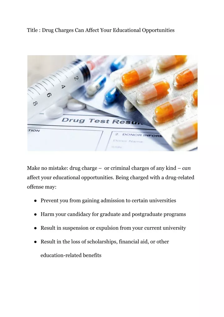 title drug charges can affect your educational