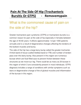 Hip pain treatment in delhi - Removemypain