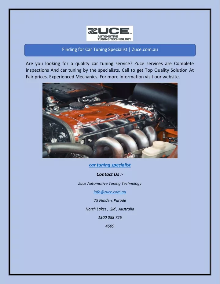 finding for car tuning specialist zuce com au