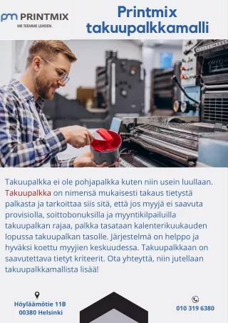 Printmix takuupalkkamalli